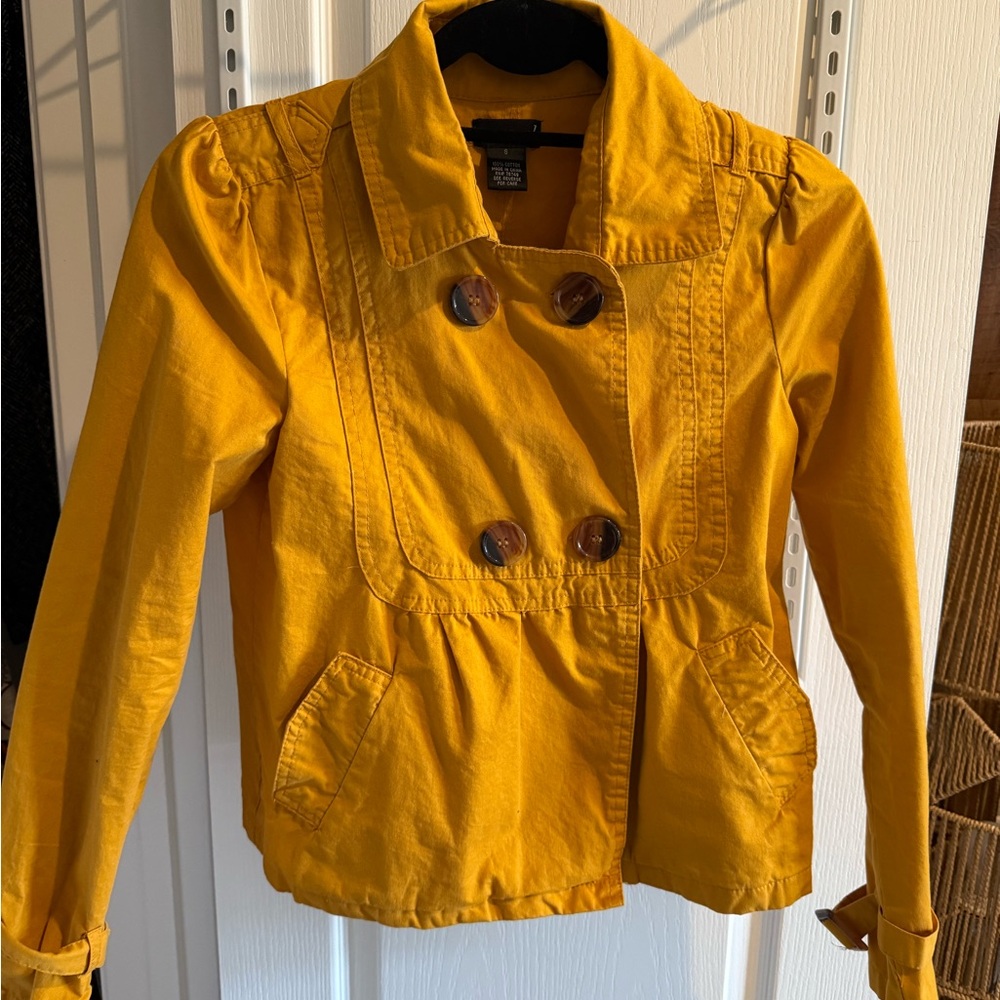 Wet Seal Mustard Yellow Double-Breasted Trench Jacket